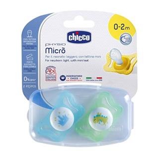 Chicco Cumlík Physio Micro, silikónový, 0-2m+, modrá, 2ks
