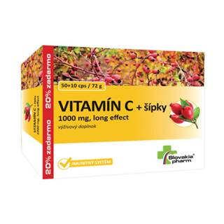 SLOVAKIAPHARM Vitamín C 1000 mg + šípky long effect 50 + 10 kapsúl ZADARMO