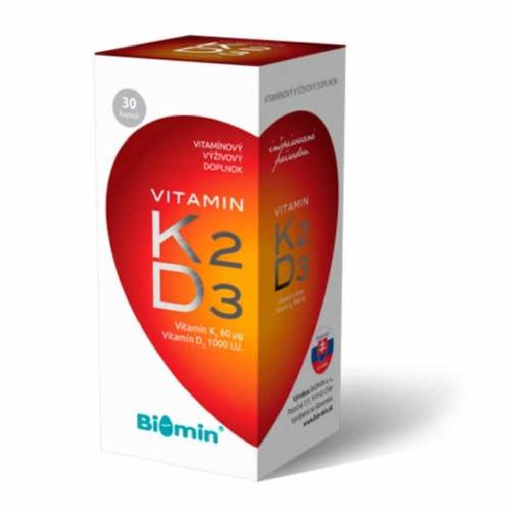Biomin BIOMIN Vitamín K2 + vitamín D3 2000 IU premium 30 kapsúl