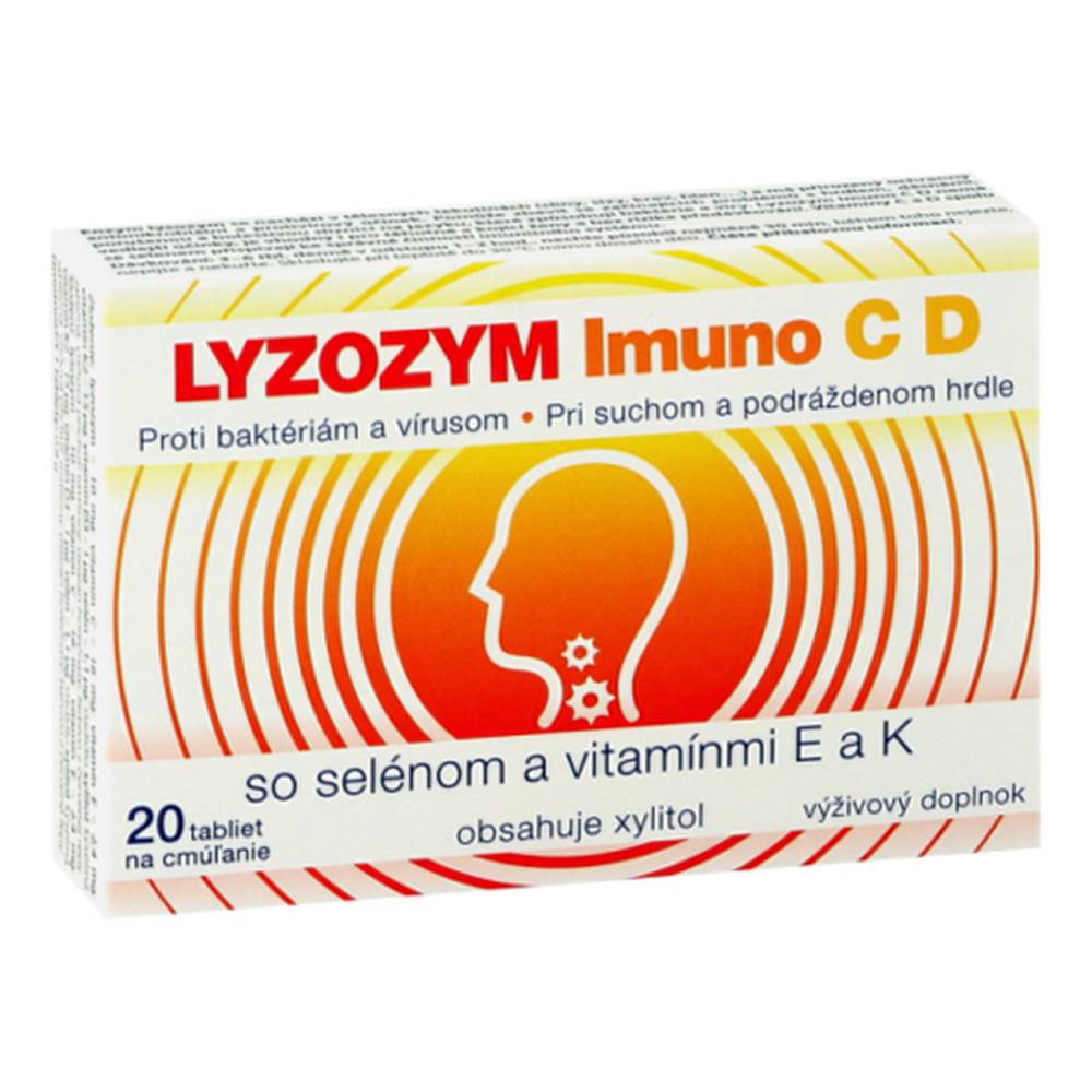 Lyzozym LYZOZYM Imuno C, D so selénom a vitamínmi E a K 20 tabliet na cmúľanie