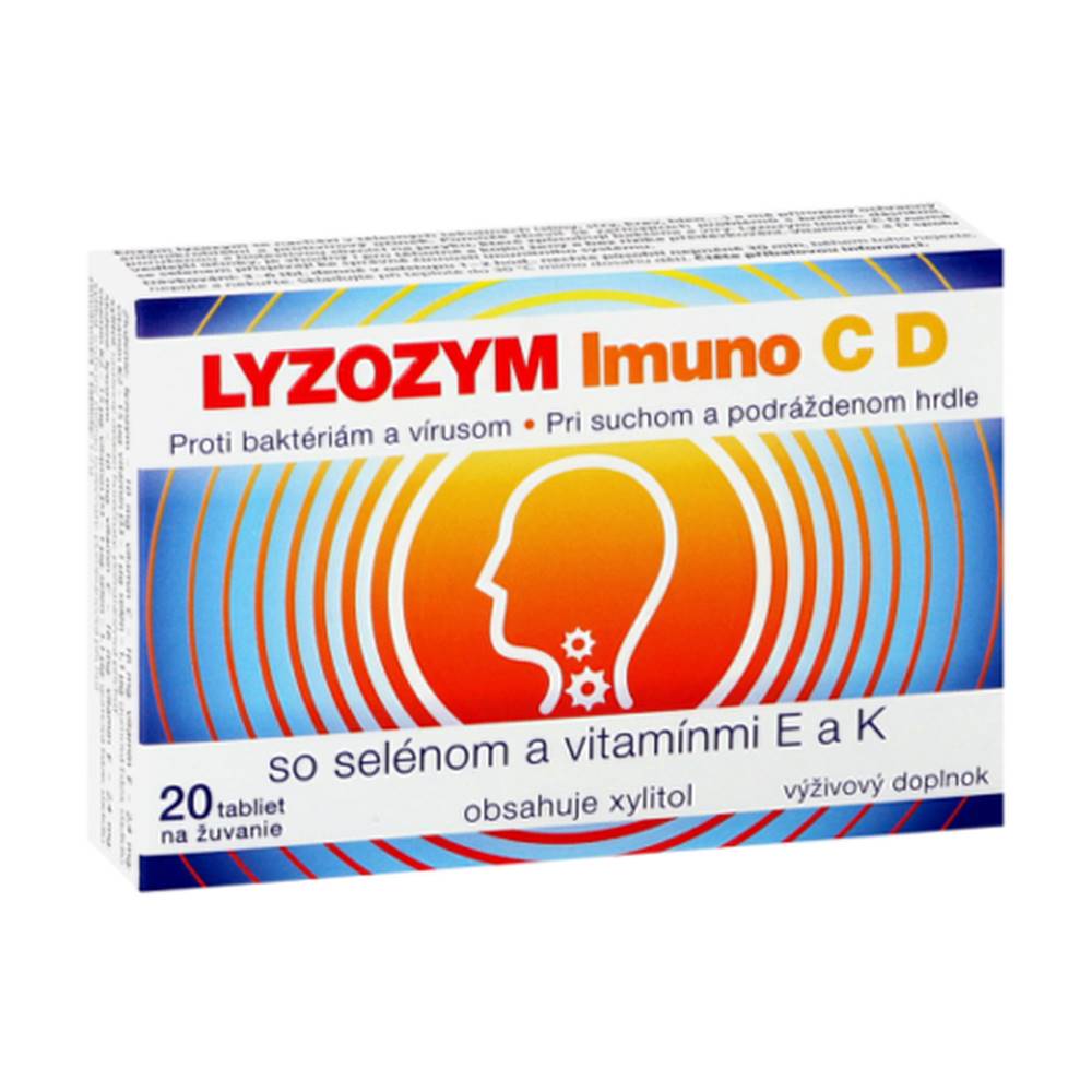 Lyzozym LYZOZYM Imuno C, D so selénom a vitamínmi E a K 20 žuvacích tabliet