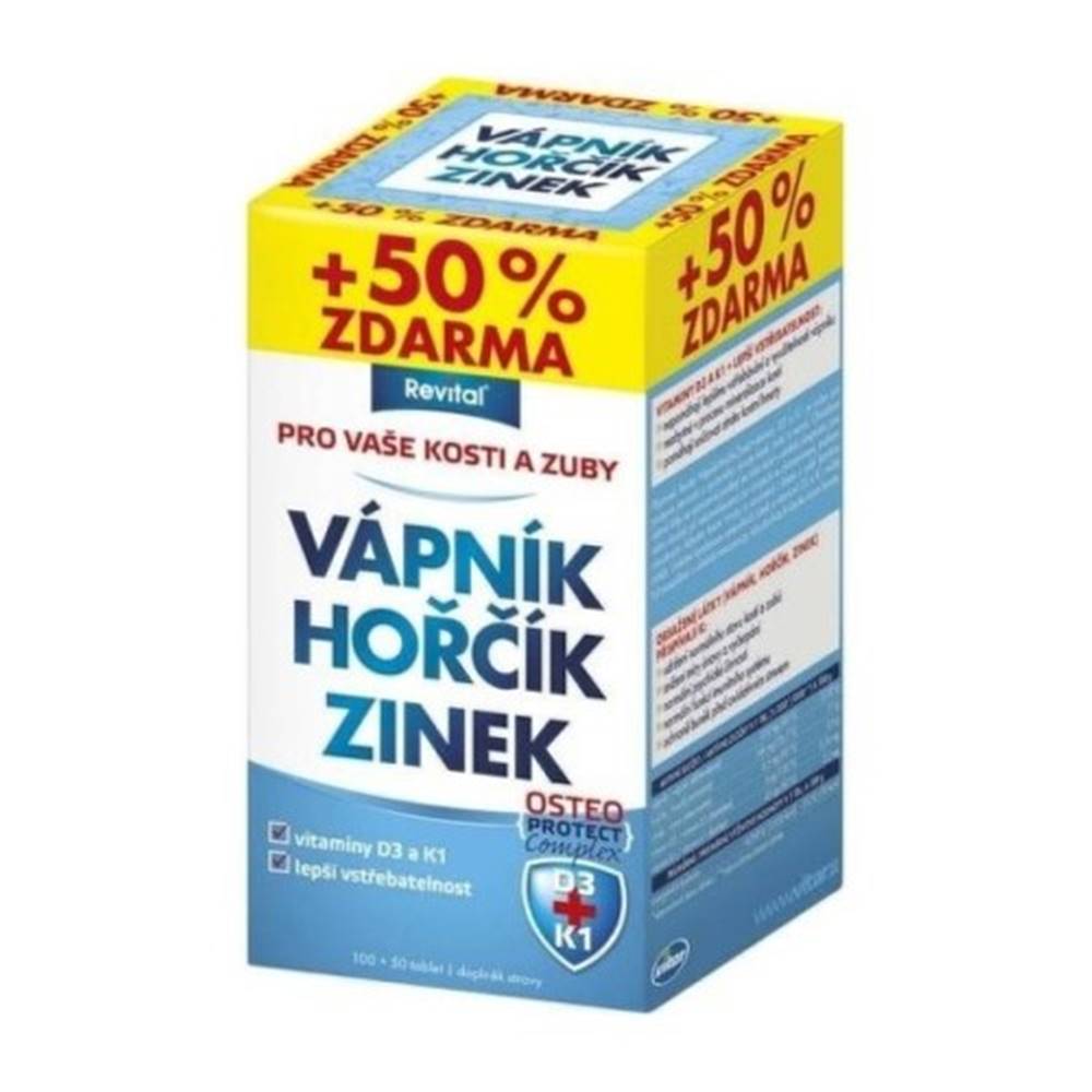Revital REVITAL Vápnik, horčík, zinok+ vitamín D3 a K1 100 + 50 tabliet