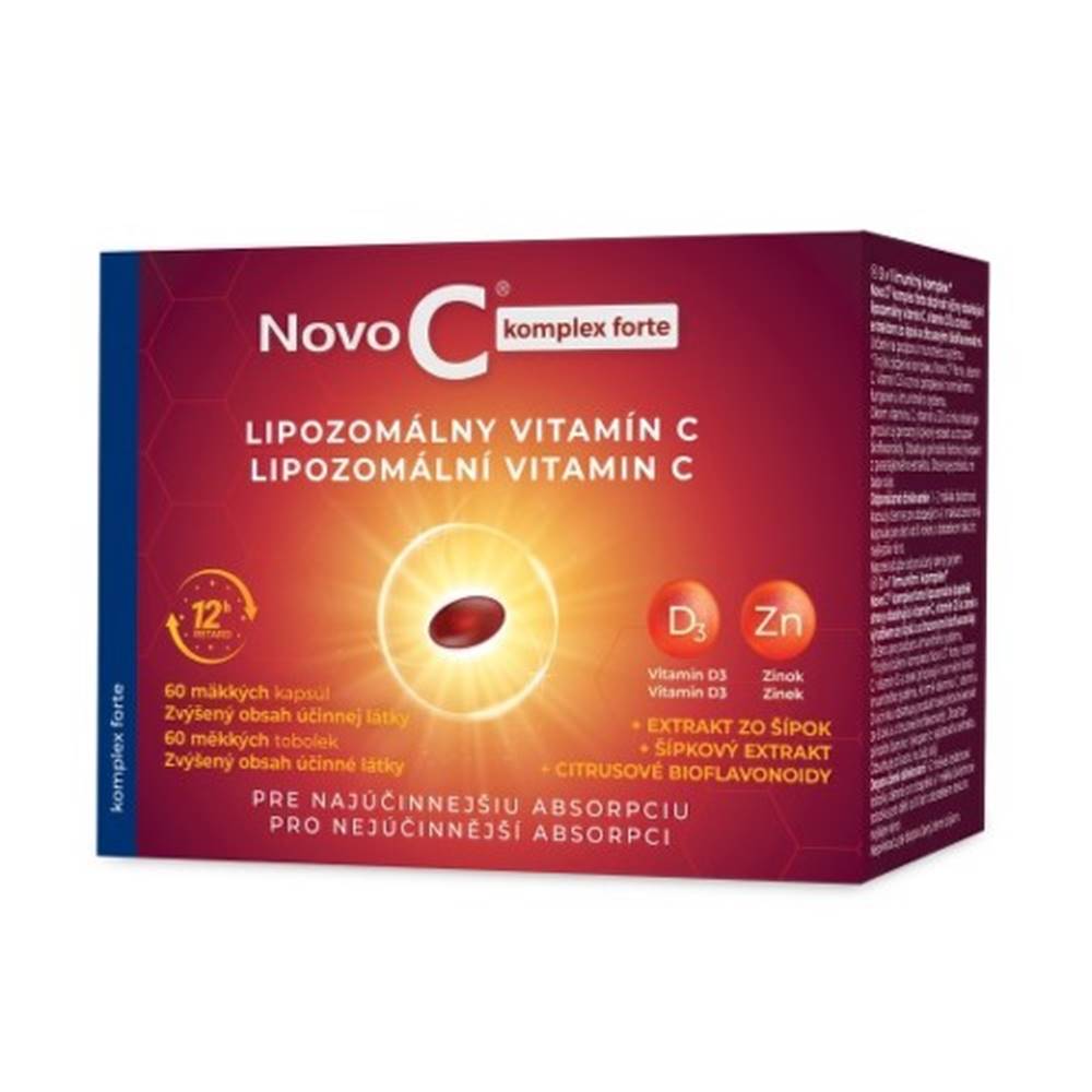 Novo C NOVO C Komplex forte lipozomálny vitamín C s vitamínom D3, zinkom, extraktom zo šípok a citrusovými bioflavonoidmi 60 kapsúl