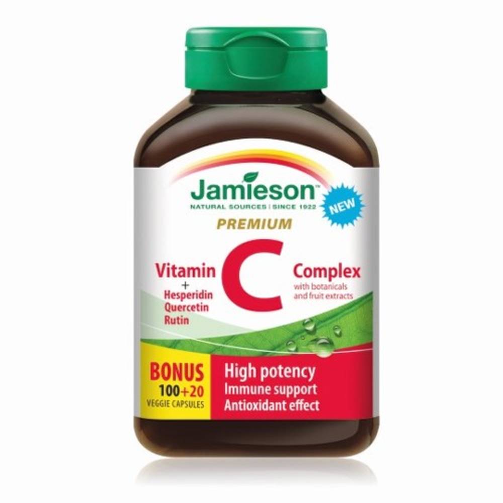Jamieson JAMIESON Vitamín C premium 600 mg s bioflavonoidmi 100 + 20 kapsúl ZADARMO