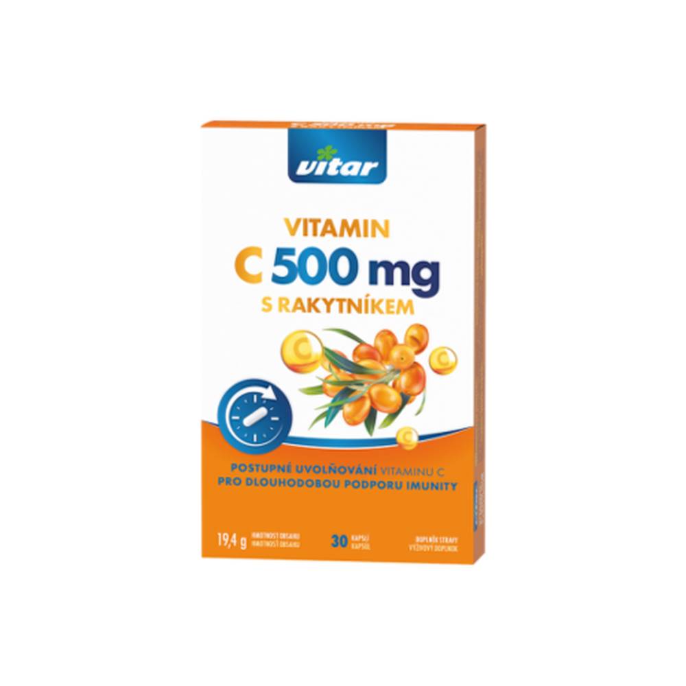 Vitar VITAR Vitamín C 500 mg s rakytníkom  s postupným uvoľňovaním 30 kapsúl