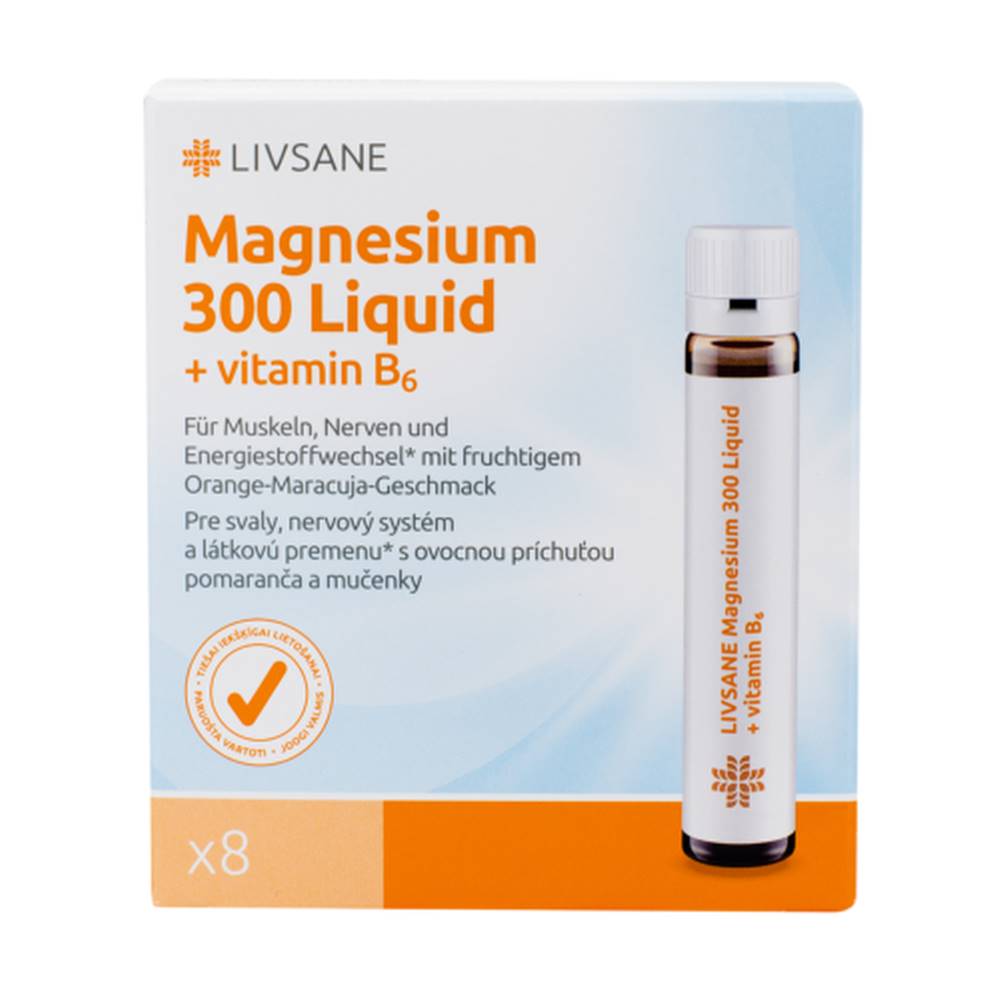 LIVSANE LIVSANE Tekuté magnézium 300 + vitamín B6 8 x 30 ml