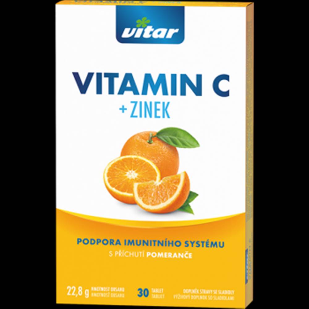 Vitar VITAR Vitamín C + zinok s príchuťou pomaranča 30 tabliet