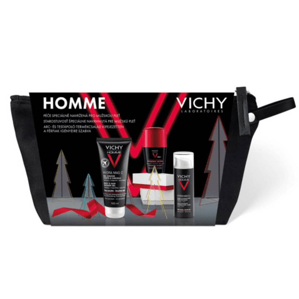 Vichy VICHY Homme Xmas 2022 hydratačný krém 50 ml + sprchový gél 100 ml + roll-on antiperspirant 50 ml set