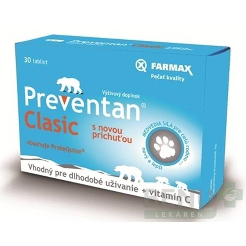 Svus pharma FARMAX Preventan clasic s novou príchuťou a vitamínom C 30 tabliet