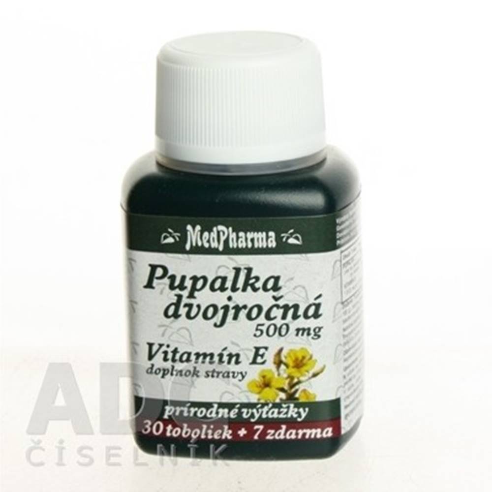 Medpharma MEDPHARMA Pupalka dvojročná 500 mg s vitamínom E 30 tabliet +7 tabliet ZADARMO