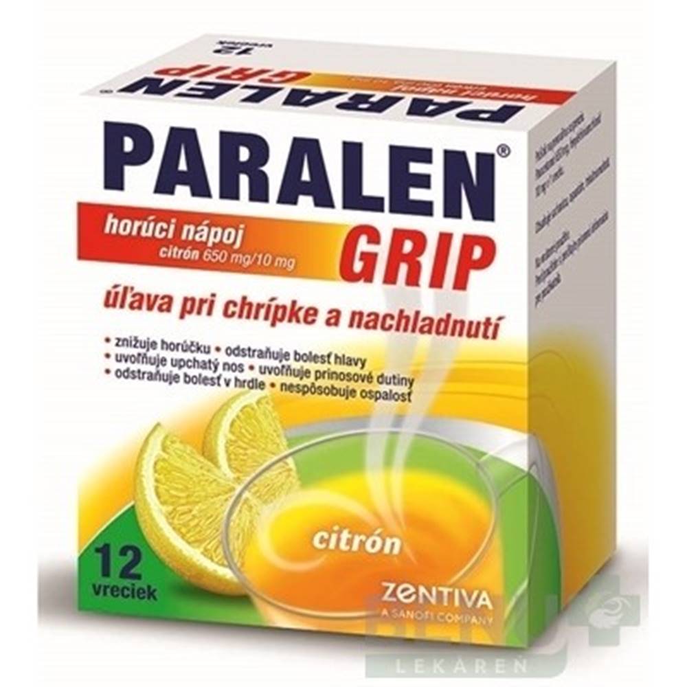 PARALEN PARALEN GRIP horúci nápoj citrón 650 mg/10 mg 12 vreciek