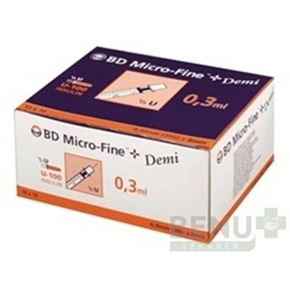 Becton dickinson BD Micro fine+ demi inzulínová striekačka U-100 0,3ml/ 10 x 10kusov